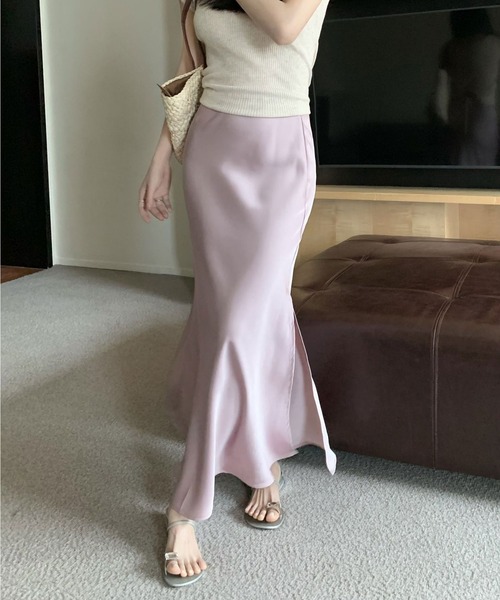 Jasmine Grandiflorum(ジャスミングランディフローラム)の「【Jasmine】シルキーマーメイドスカート(スカート・レディース・ネイビー/シャンパン/ブラック/ピンク・MEDIUM/LARGE)」の13枚目の写真