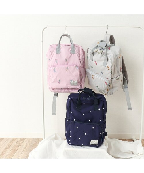 apres les cours（アプレレクール）の「バラエティ総柄刺繍リュック（バックパック/リュック・キッズ・ネイビー/ピンク/ライトグレー・FREE）」の10枚目の写真