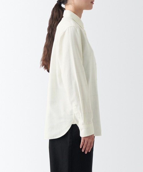 無印良品（ムジルシリョウヒン）の「両面起毛フランネルレギュラーカラー長袖シャツ（シャツ/ブラウス・レディース・イエロー系4/ホワイト系/レッド系2/オレンジ系/グリーン系1/グレー系7/グレー系6/ライトグレー系1・M/XS/L/XXL/XL/S）」の10枚目の写真