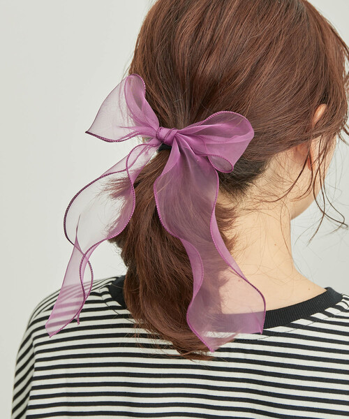 ROPE' PICNIC（ロペピクニック）の「シャイニーオーガンジーリボンポニー（ヘアゴム・レディース・ブラウン系その他3/グリーン系その他/ピンク系その他2・FREE）」の12枚目の写真