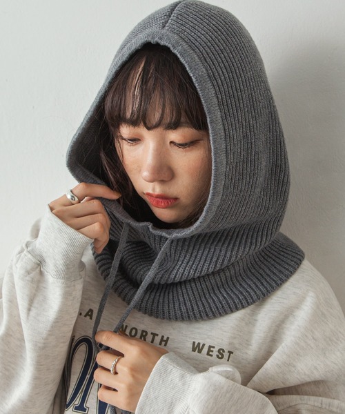 Chillfar（チルファー）の「リブニットバラクラバ（ニットキャップ/ビーニー・レディース・アイボリー/ブラック/グレー/ブラウン・FREE）」の4枚目の写真
