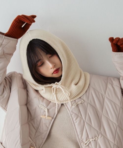 Chillfar（チルファー）の「リブニットバラクラバ（ニットキャップ/ビーニー・レディース・アイボリー/ブラック/グレー/ブラウン・FREE）」の2枚目の写真