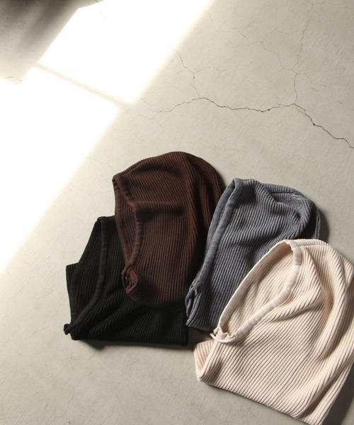 Chillfar（チルファー）の「リブニットバラクラバ（ニットキャップ/ビーニー・レディース・アイボリー/ブラック/グレー/ブラウン・FREE）」の7枚目の写真