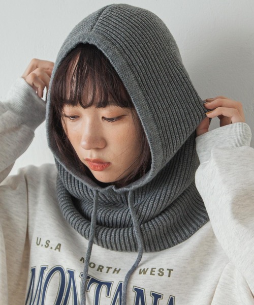 Chillfar（チルファー）の「リブニットバラクラバ（ニットキャップ/ビーニー・レディース・アイボリー/ブラック/グレー/ブラウン・FREE）」の22枚目の写真