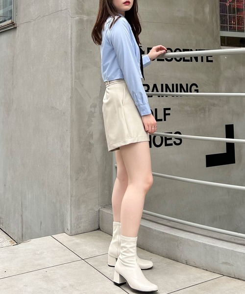 INGNI(イング)の「ネクタイ付刺しゅう入り/クロップドシャツ(シャツ/ブラウス・レディース・ブルー/オフホワイト・M)」の10枚目の写真