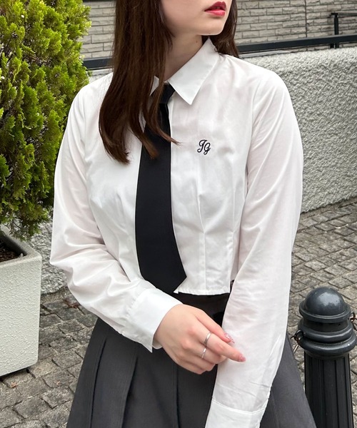 INGNI(イング)の「ネクタイ付刺しゅう入り/クロップドシャツ(シャツ/ブラウス・レディース・ブルー/オフホワイト・M)」の15枚目の写真