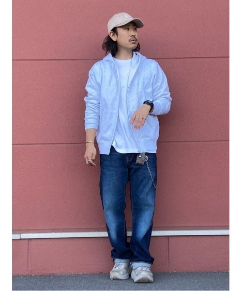 TOPスパン裏毛ウサギワッペン濃紺パーカーサイズ4 新色追加【sqnz（エスキュンズ）】sqnz washed wappen zip p/k