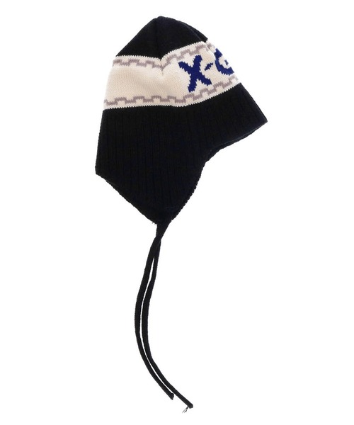 X-girl（エックスガール）の「LINE LOGO KNIT CAP（ニットキャップ/ビーニー・レディース・ホワイト/ブラック/ブルー・ONE SIZE）」の6枚目の写真
