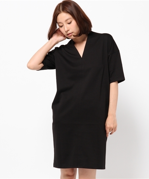 ear PAPILLONNER（イアパピヨネ）の「Vネックチュニック（ワンピース・レディース・ブラック/ベージュ/カーキ・FREE）」の2枚目の写真