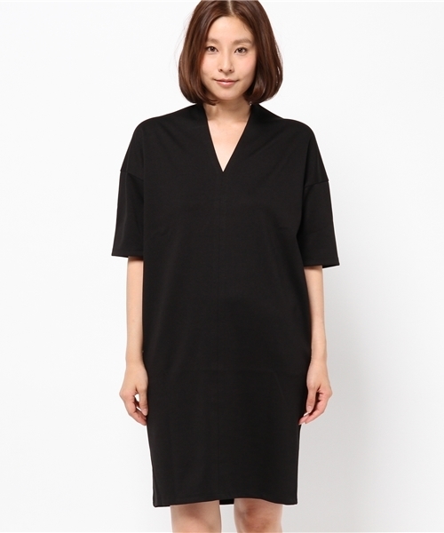 ear PAPILLONNER（イアパピヨネ）の「Vネックチュニック（ワンピース・レディース・ブラック/ベージュ/カーキ・FREE）」の4枚目の写真