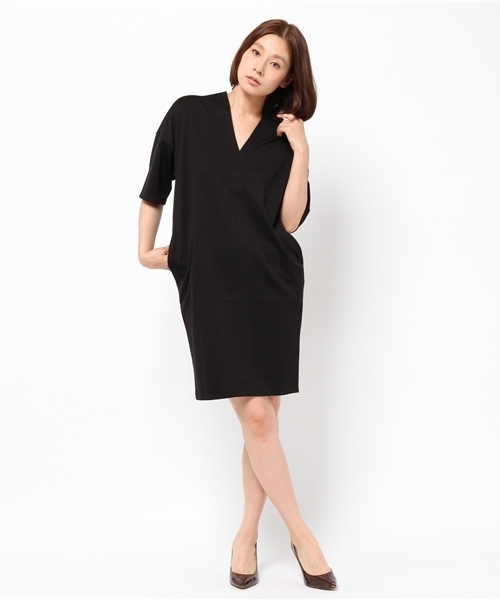 ear PAPILLONNER（イアパピヨネ）の「Vネックチュニック（ワンピース・レディース・ブラック/ベージュ/カーキ・FREE）」の7枚目の写真