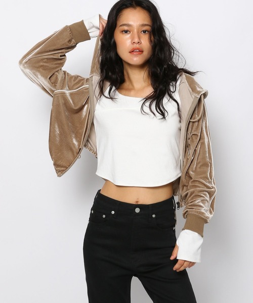 FOREVER 21（フォーエバー トゥエンティーワン）の「【2023AW】ベロアラインパーカー（パーカー・レディース・ブラック/ブラウン/カーキ・FREE）」の14枚目の写真