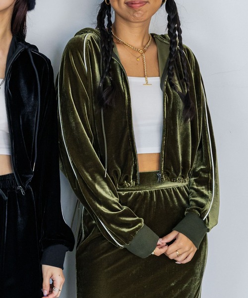 FOREVER 21（フォーエバー トゥエンティーワン）の「【2023AW】ベロアラインパーカー（パーカー・レディース・ブラック/ブラウン/カーキ・FREE）」の7枚目の写真