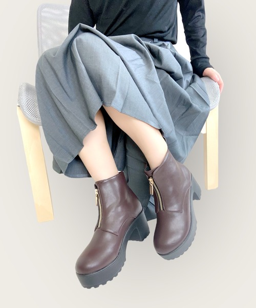 Sugar Sugar（シュガーシュガー）の「【SUGAR SUGARシュガーシュガー】センタージップブーツ（ブーツ・レディース・ブラック/ダークブラウン・S/M/L/LL）」の20枚目の写真