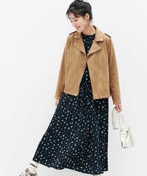 リブ　イン　コンフォート　品よく着られる　大人のクラシカル花柄ワンピース