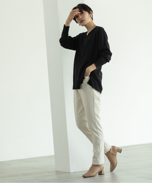 OPAQUE.CLIP(オペークドットクリップ)の「◆≪SS-LLsize≫ 裏起毛 ストレッチスティックパンツ/ネオサーモ【蓄熱素材/洗濯機洗い可】(その他パンツ・レディース・オフホワイト/グレー系/ブラック/ブラック系・34/36/38/40/42)」の9枚目の写真