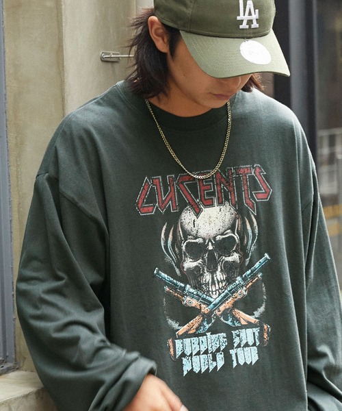 MONO-MART(モノマート)の「ヴィンテージライクロックプリント ビッグシルエット長袖Tシャツ(Tシャツ/カットソー・メンズ・ブルー系1/ホワイト系1/グレー系1/グレー系2/ホワイト系3・M/L)」の4枚目の写真