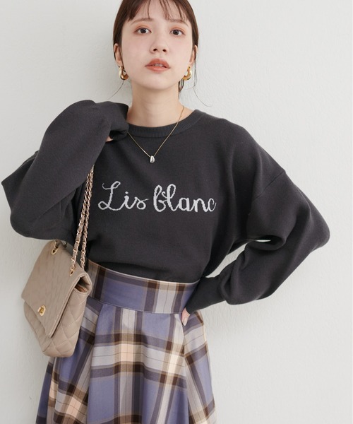 natural couture(ナチュラルクチュール)の「ロゴジャガードもちもちニット(ニット/セーター・レディース・ボルドー/スミクロ/グレー系その他/オフホワイト・FREE)」の3枚目の写真