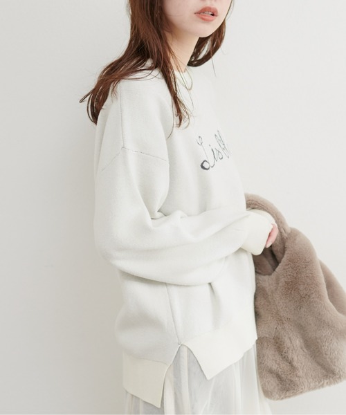 natural couture(ナチュラルクチュール)の「ロゴジャガードもちもちニット(ニット/セーター・レディース・ボルドー/スミクロ/グレー系その他/オフホワイト・FREE)」の16枚目の写真