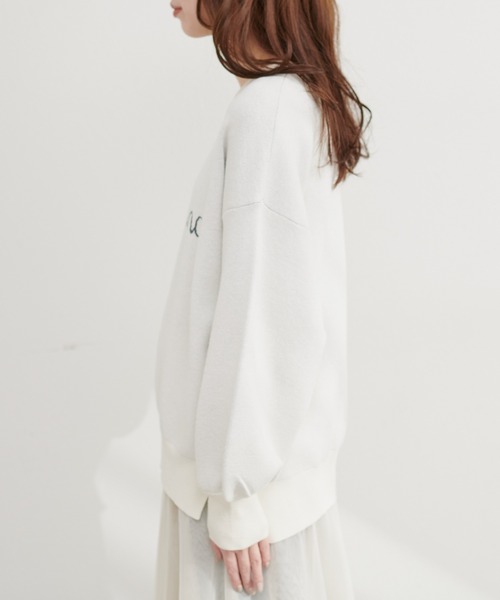 natural couture(ナチュラルクチュール)の「ロゴジャガードもちもちニット(ニット/セーター・レディース・ボルドー/スミクロ/グレー系その他/オフホワイト・FREE)」の9枚目の写真