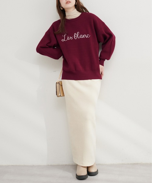 natural couture(ナチュラルクチュール)の「ロゴジャガードもちもちニット(ニット/セーター・レディース・ボルドー/スミクロ/グレー系その他/オフホワイト・FREE)」の6枚目の写真