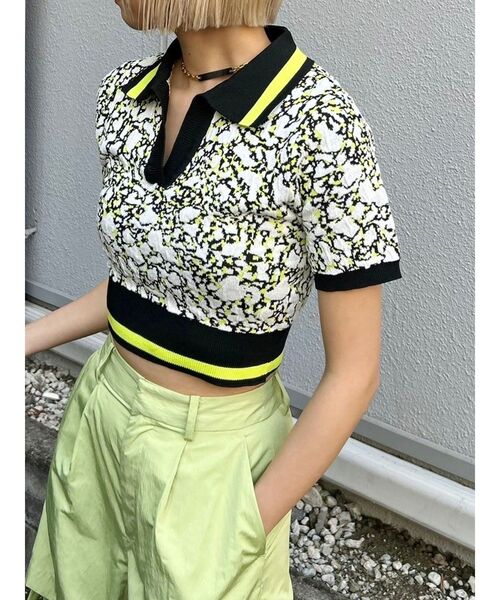 EVRIS（エヴリス）の「アブストラクトジャガードニットトップス（ニット/セーター・レディース・ブラック/ブラウン・FREE）」の7枚目の写真