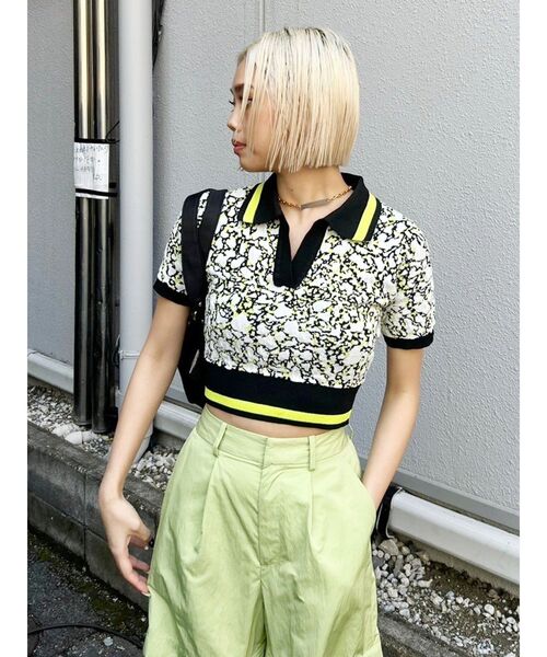 EVRIS（エヴリス）の「アブストラクトジャガードニットトップス（ニット/セーター・レディース・ブラック/ブラウン・FREE）」の8枚目の写真