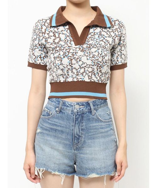 EVRIS（エヴリス）の「アブストラクトジャガードニットトップス（ニット/セーター・レディース・ブラック/ブラウン・FREE）」の15枚目の写真