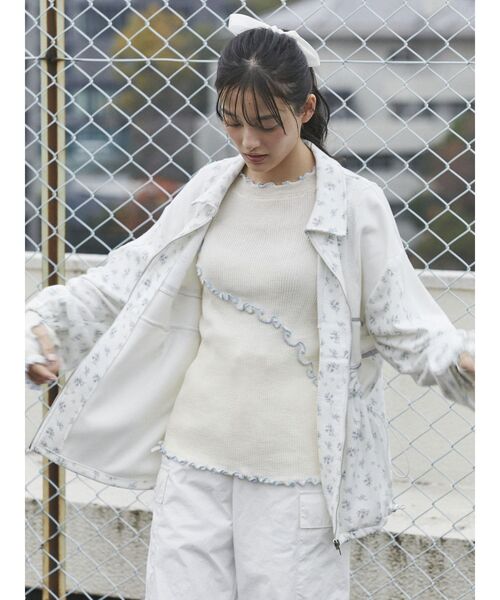 merry jenny(メリージェニー)の「シアーメローニット(Tシャツ/カットソー・レディース・ブルー/オフホワイト/ピンク・FREE)」の14枚目の写真