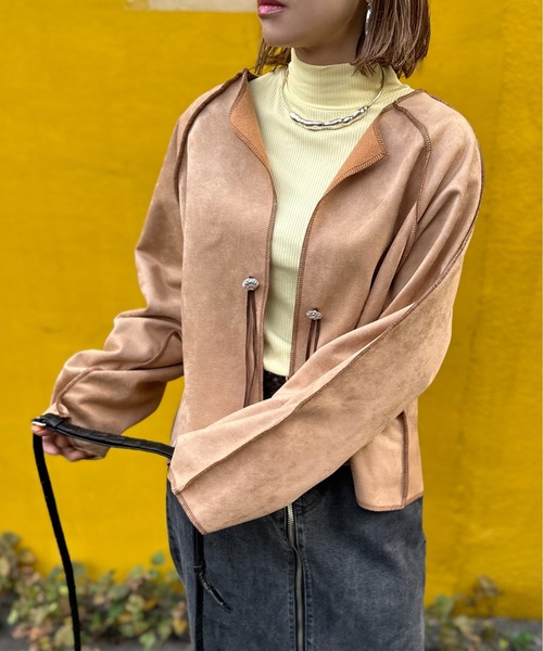 【新品】　モラビト プルミエノーカラージャケット ベージュカーキ 新品】 モラビト プルミエノーカラージャケット ベージュカーキ 2025年