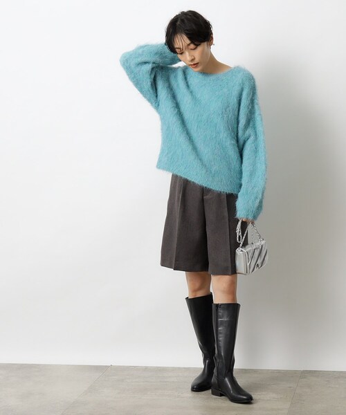 OPAQUE.CLIP（オペークドットクリップ）の「◆ウーリッシュ ハーフパンツ【洗濯機洗い可/イージーケア】（その他パンツ・レディース・ナチュラル/チャコールグレー・38/40）」の4枚目の写真