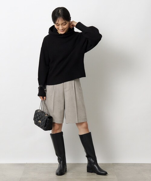 OPAQUE.CLIP（オペークドットクリップ）の「◆ウーリッシュ ハーフパンツ【洗濯機洗い可/イージーケア】（その他パンツ・レディース・ナチュラル/チャコールグレー・38/40）」の6枚目の写真