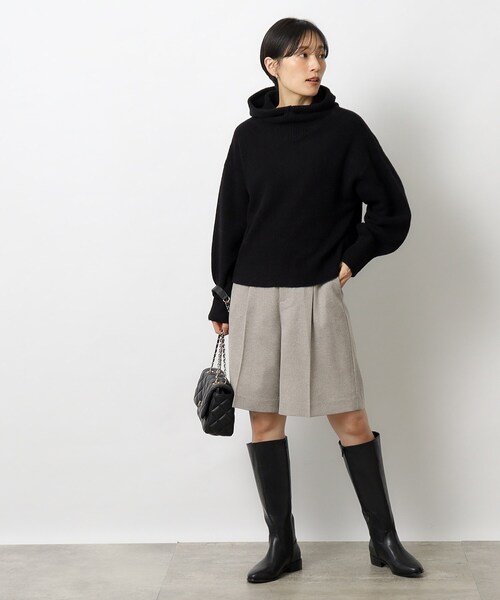 OPAQUE.CLIP（オペークドットクリップ）の「◆ウーリッシュ ハーフパンツ【洗濯機洗い可/イージーケア】（その他パンツ・レディース・ナチュラル/チャコールグレー・38/40）」の7枚目の写真