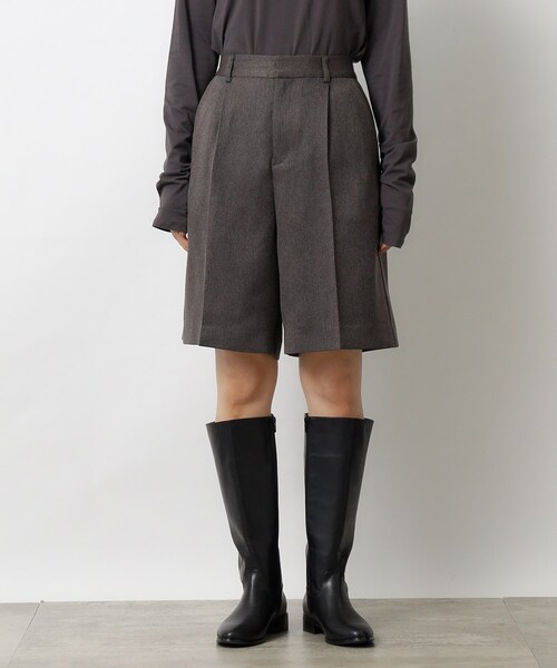 OPAQUE.CLIP（オペークドットクリップ）の「◆ウーリッシュ ハーフパンツ【洗濯機洗い可/イージーケア】（その他パンツ・レディース・ナチュラル/チャコールグレー・38/40）」の15枚目の写真