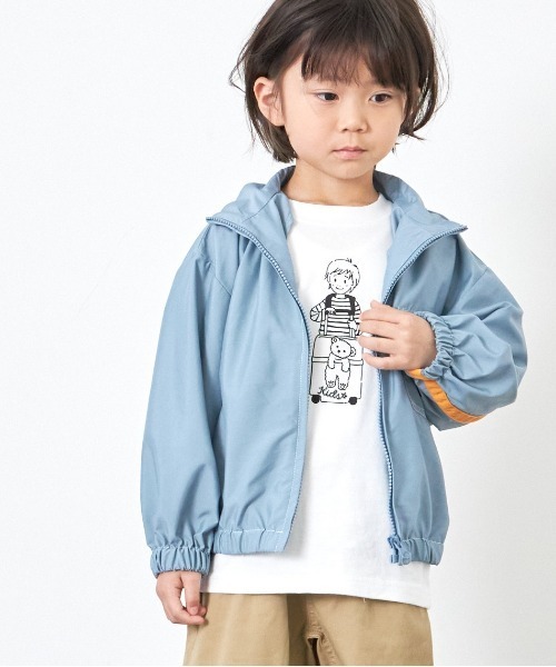 MAKE YOUR DAY（メイクユアデイ）の「ラインナイロンブルゾン■80～140cm（ナイロンジャケット・キッズ・ベージュ/ブルー/ネイビー・140/110/130/100/120/80/90）」の4枚目の写真