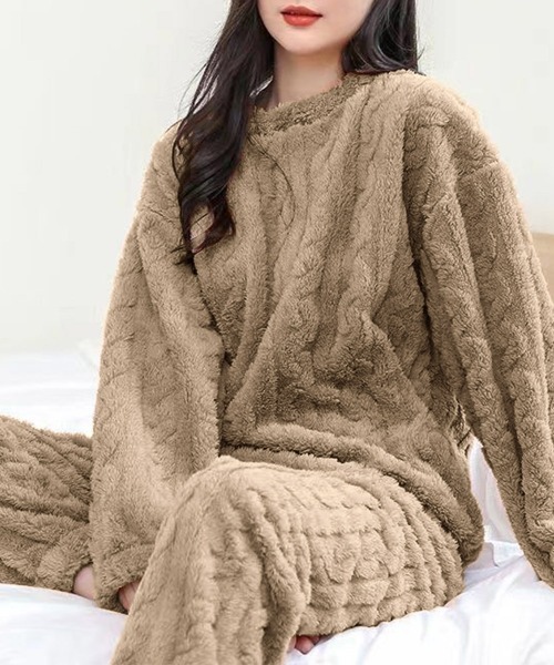 Miniministore（ミニミニストア）の「フリースパジャマ レディース 上下セット（ルームウェア/パジャマ・レディース・ピンク/モカ/ダークグレー/ラベンダー/ブルー/アイボリー/チャコールグレー・フリー）」の5枚目の写真