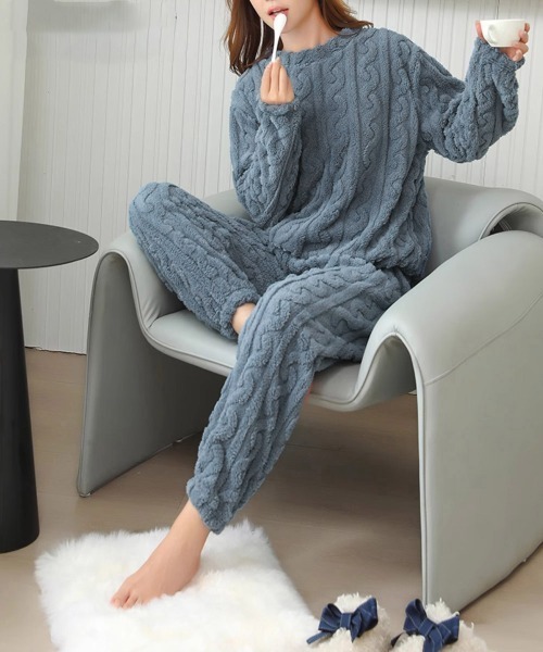 Miniministore（ミニミニストア）の「フリースパジャマ レディース 上下セット（ルームウェア/パジャマ・レディース・ピンク/モカ/ダークグレー/ラベンダー/ブルー/アイボリー/チャコールグレー・フリー）」の12枚目の写真