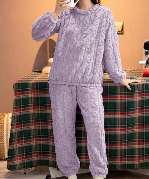 Miniministore（ミニミニストア）の「フリースパジャマ レディース 上下セット（ルームウェア/パジャマ・レディース・ピンク/モカ/ダークグレー/ラベンダー/ブルー/アイボリー/チャコールグレー・フリー）」の17枚目の写真