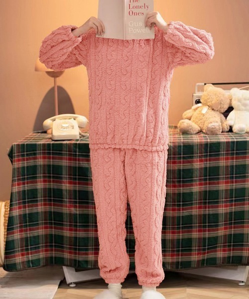 Miniministore（ミニミニストア）の「フリースパジャマ レディース 上下セット（ルームウェア/パジャマ・レディース・ピンク/モカ/ダークグレー/ラベンダー/ブルー/アイボリー/チャコールグレー・フリー）」の18枚目の写真