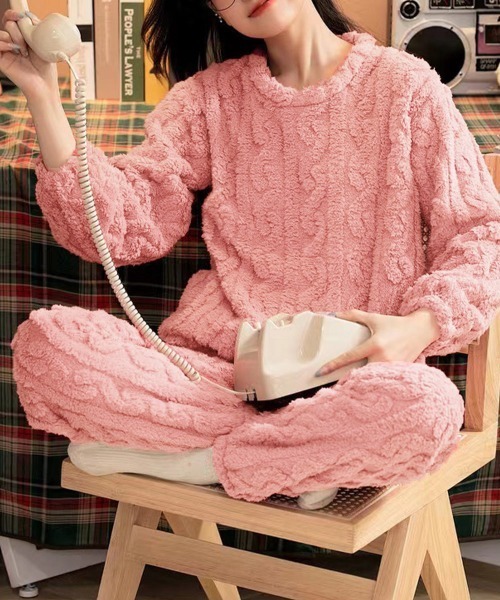 Miniministore（ミニミニストア）の「フリースパジャマ レディース 上下セット（ルームウェア/パジャマ・レディース・ピンク/モカ/ダークグレー/ラベンダー/ブルー/アイボリー/チャコールグレー・フリー）」の19枚目の写真