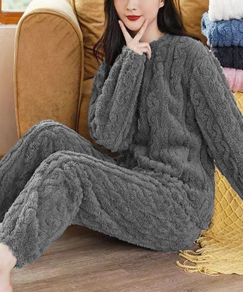 Miniministore（ミニミニストア）の「フリースパジャマ レディース 上下セット（ルームウェア/パジャマ・レディース・ピンク/モカ/ダークグレー/ラベンダー/ブルー/アイボリー/チャコールグレー・フリー）」の20枚目の写真