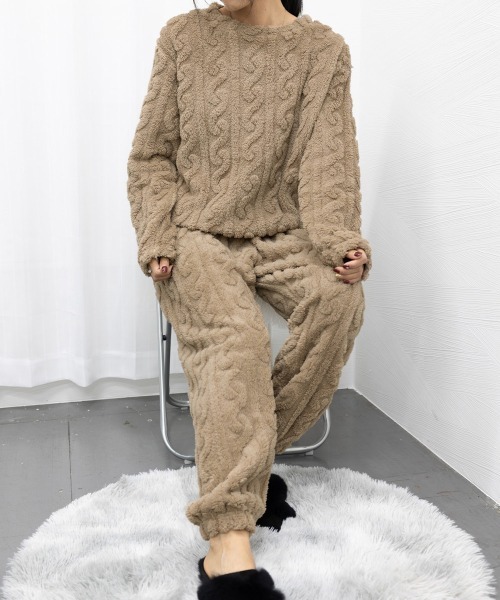 Miniministore（ミニミニストア）の「フリースパジャマ レディース 上下セット（ルームウェア/パジャマ・レディース・ピンク/モカ/ダークグレー/ラベンダー/ブルー/アイボリー/チャコールグレー・フリー）」の22枚目の写真