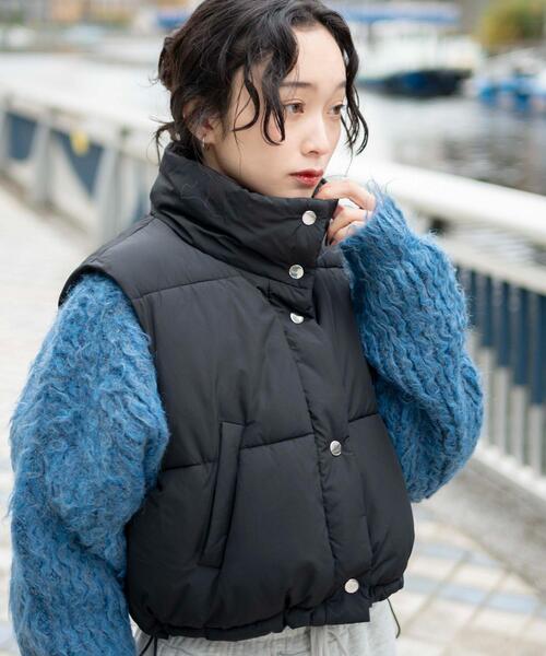 WEGO（ウィゴー）の「WEGO/ショートパテッドベスト（ダウンベスト・レディース・ブラック/オフホワイト/サックスブルー・FREE）」の2枚目の写真