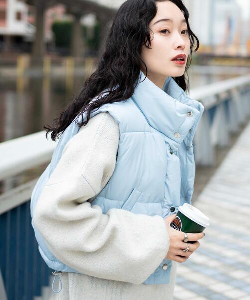 WEGO（ウィゴー）の「WEGO/ショートパテッドベスト（ダウンベスト・レディース・ブラック/オフホワイト/サックスブルー・FREE）」の19枚目の写真