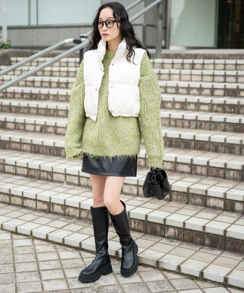 WEGO（ウィゴー）の「WEGO/ショートパテッドベスト（ダウンベスト・レディース・ブラック/オフホワイト/サックスブルー・FREE）」の13枚目の写真