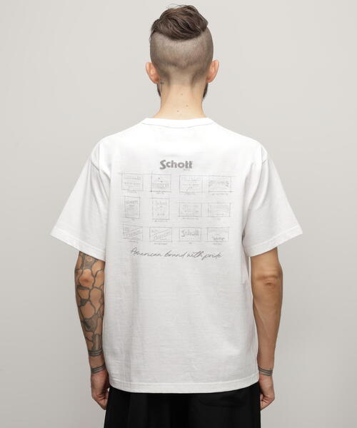 schott（ショット）の「Schott/ショット/T-SHIRT "ARCHIVE STAMPS"/Tシャツ "アーカイブスタンプ"（Tシャツ/カットソー・メンズ・ブラック/ホワイト/グレー・XL/M/S/L）」の13枚目の写真