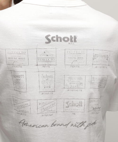 schott（ショット）の「Schott/ショット/T-SHIRT "ARCHIVE STAMPS"/Tシャツ "アーカイブスタンプ"（Tシャツ/カットソー・メンズ・ブラック/ホワイト/グレー・XL/M/S/L）」の9枚目の写真