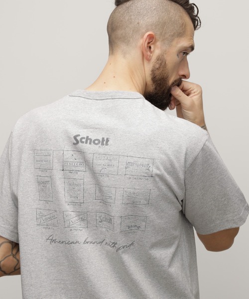 schott（ショット）の「Schott/ショット/T-SHIRT "ARCHIVE STAMPS"/Tシャツ "アーカイブスタンプ"（Tシャツ/カットソー・メンズ・ブラック/ホワイト/グレー・XL/M/S/L）」の3枚目の写真