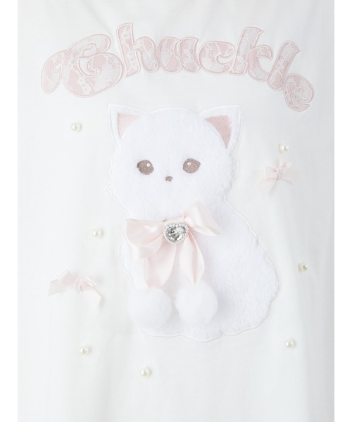 Ank Rouge(アンクルージュ)の「ネコちゃんドッキングTE(Tシャツ/カットソー・レディース・ブラック/ブルー/ピンク・M)」の7枚目の写真