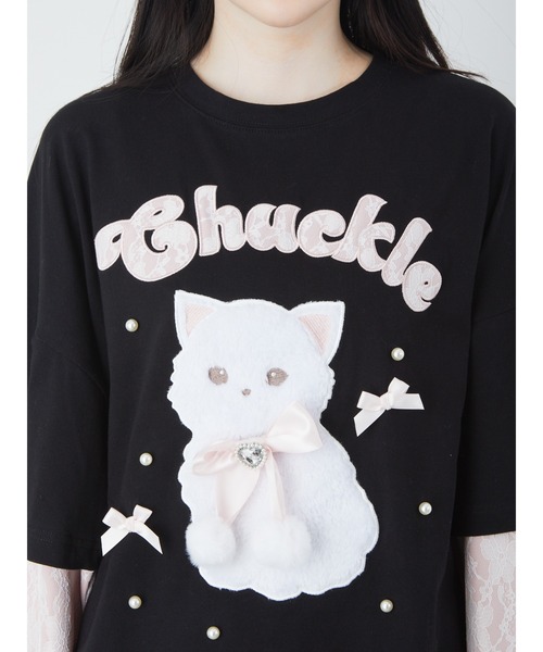 Ank Rouge(アンクルージュ)の「ネコちゃんドッキングTE(Tシャツ/カットソー・レディース・ブラック/ブルー/ピンク・M)」の10枚目の写真